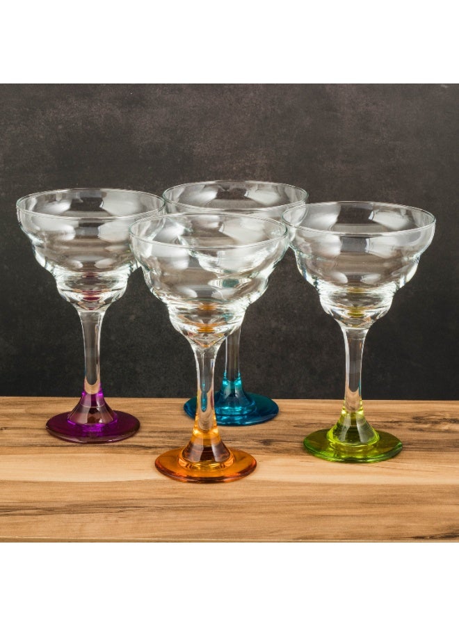 LIBBEY 🍹 Libbey Margarita Glass Set – 4 Elegant Glass Glasses with a Colorful Base 🌈 | 355ml Capacity – 17cm Height - Image 4